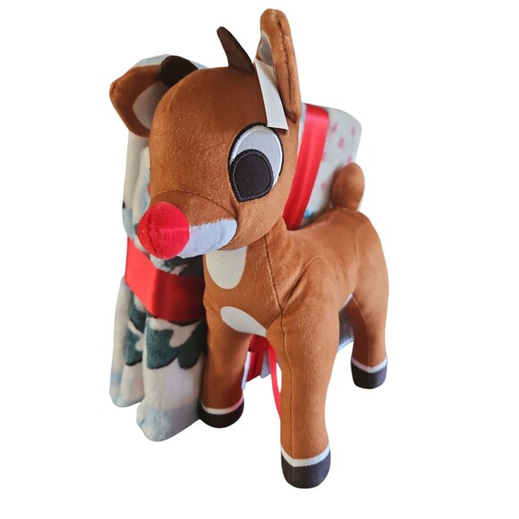 Rudolph the Red Nosed Reindeer Plush Hugger & 40"x50" Blanket Kid's Throw NWT - Picture 1 of 9